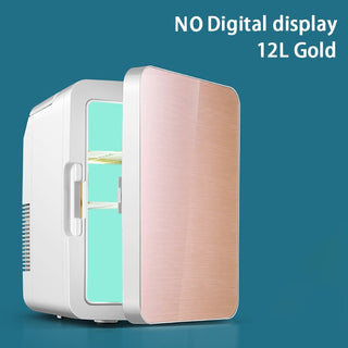 Buy gold-no-display 12L Portable Mini Refrigerator Student Dormitory Heating and Cooling Cosmetics Car Home Dual-Use Refrigeration and Preservation