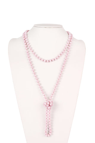 Buy pink 8mm Longline Hand Knotted Necklace